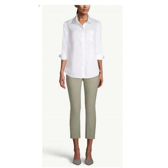 WHBM Stretch Pull On Sage Color Crop Pants Size 10 - Picture 1 of 13